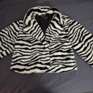 Zebra Faux Fur Coat NWT